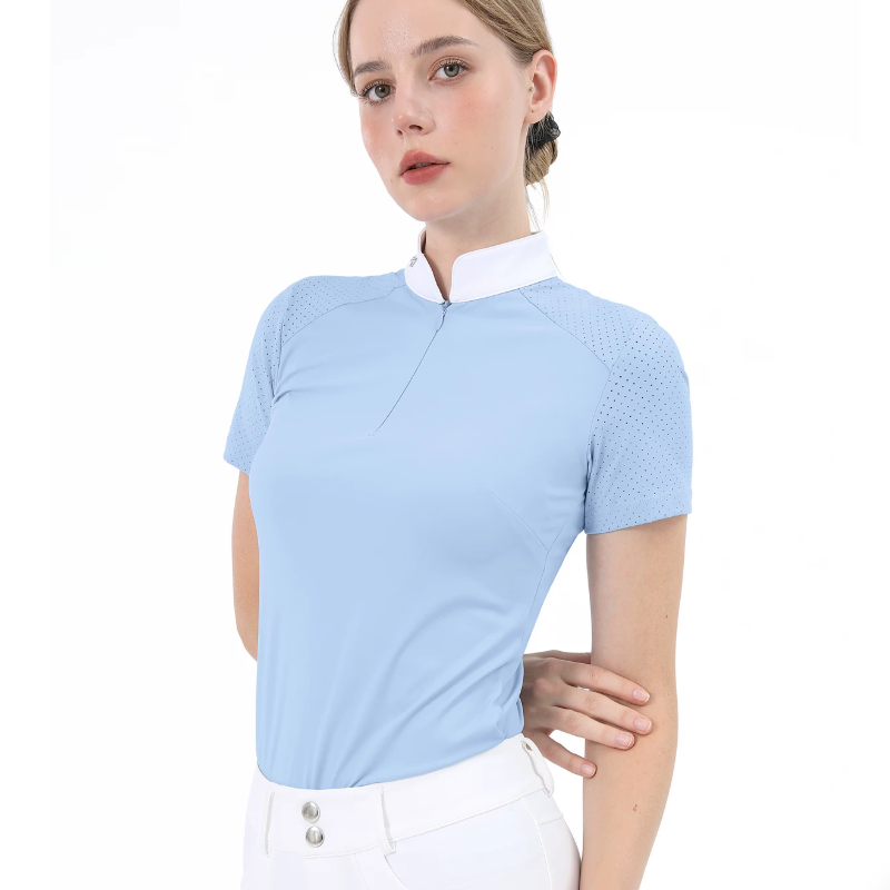 Polo Shirt Equestrian - 女性用ポロシャツ、プロの乗馬競技用、半袖トップス