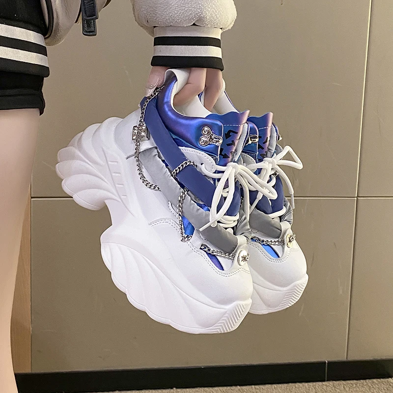 Outdoor Sports Shoes - 女性のためのレースアップスニーカー、ローファー、靴、カジュアル、ランニング、女性、魅力的、カワイイ、ウェッジ
