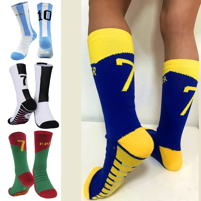 Outdoor Sport For Kids - キッズサッカーソックス No.10 # スター7 # ミッドチューブボーイズサイクリングソックスアウトドアタオルボトムファッションメンズスポーツフットボールショートソックス
