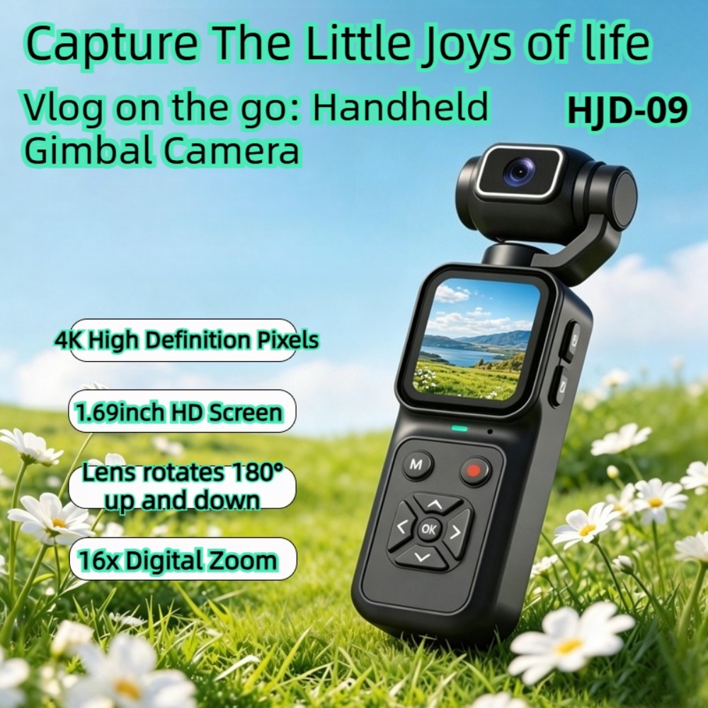 Outdoor Sport Live - HJD-09 4K ブロギングカメラ 180 ° 16倍デジタルズーム、1.69インチIPSウェブカメラ、ポータブルカムコーダー、YouTubeライブストリーミング用PCカメラ