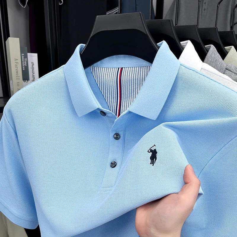 メンズ100%コットン半袖ポロシャツ 夏用プレミアム乗馬ロゴ - Polo Shirt Equestrian のレビューと価格