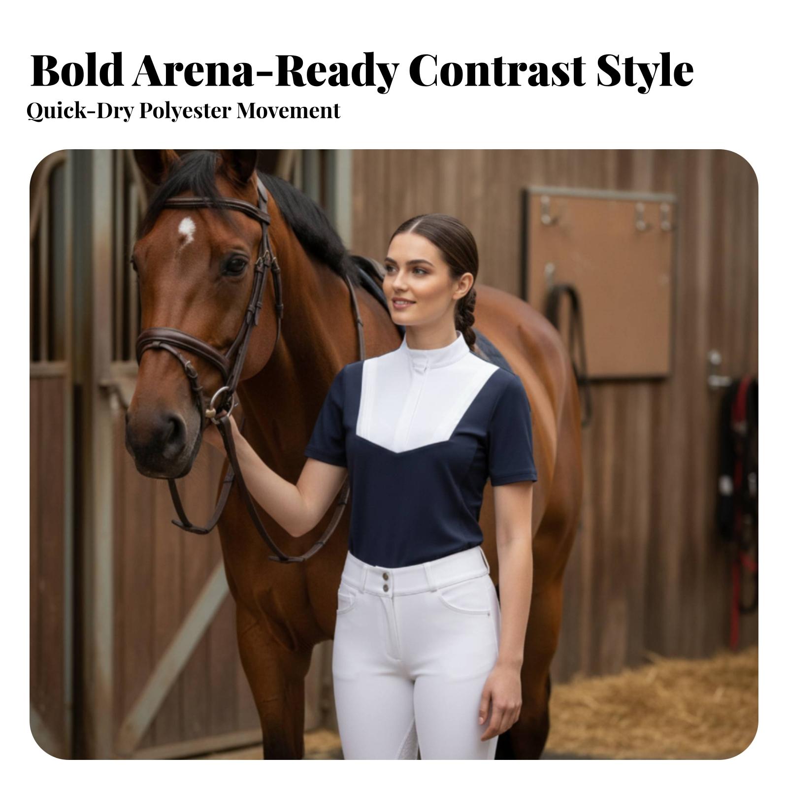 女性用乗馬Tシャツ、アスレチックフィット、ジップアップポロシ - Polo Shirt Equestrian のレビューと価格
