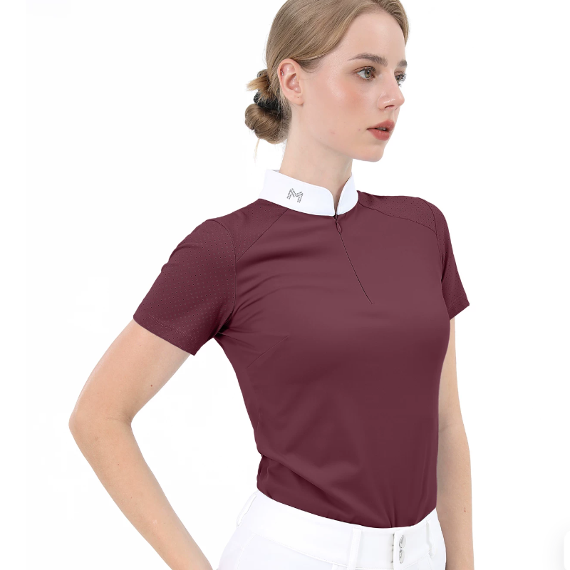 女性用ポロシャツ、プロの乗馬競技用、半袖トップス - Polo Shirt Equestrian のレビューと価格