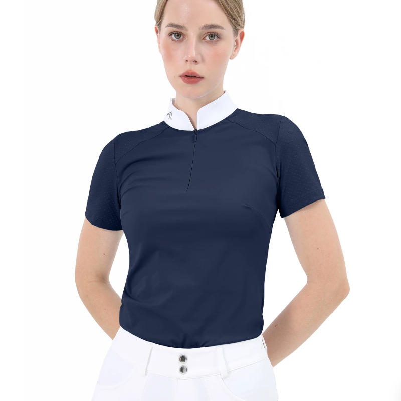 女性用ポロシャツ、プロの乗馬競技用、半袖トップス - Polo Shirt Equestrian のレビューと価格
