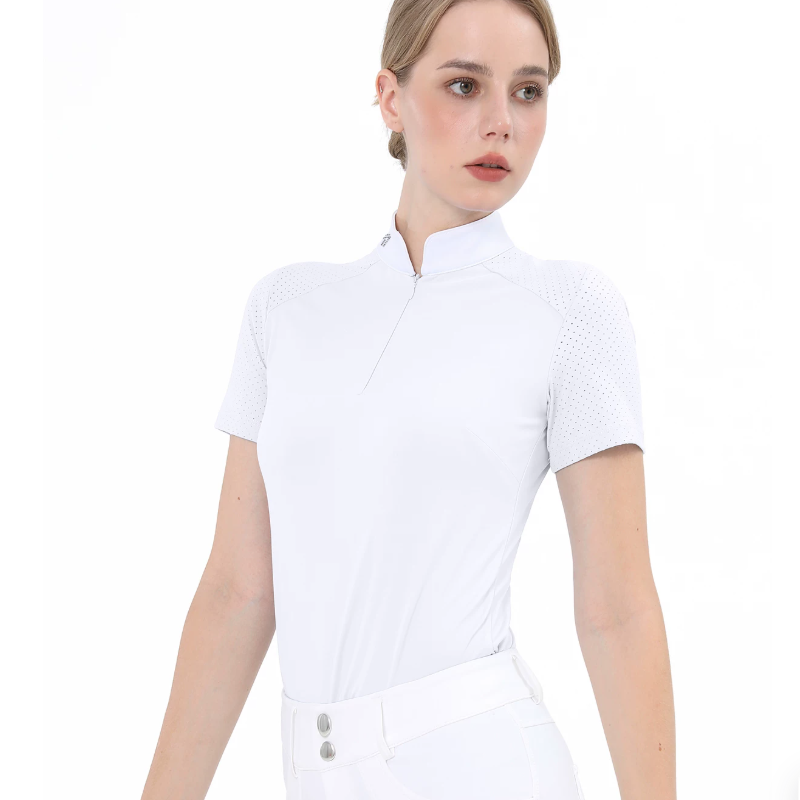 女性用ポロシャツ、プロの乗馬競技用、半袖トップス - Polo Shirt Equestrian のレビューと価格