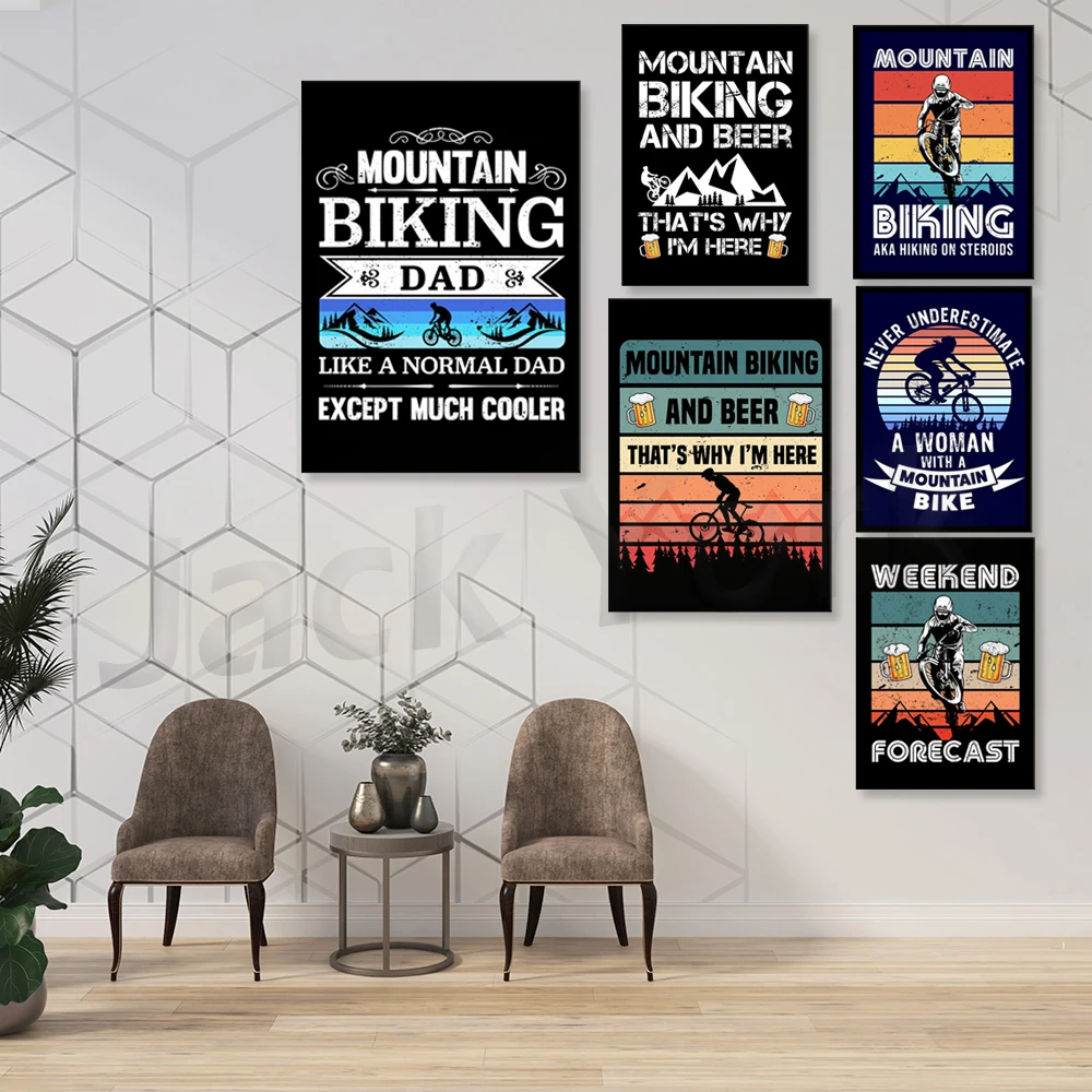 ゴーマウンテンバイクプリントキャンバス絵画レトロ旅行ポスター - Outdoor Sport Live のレビューと価格